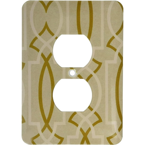 3dRose lsp_100610_6 Gold N Beige Geometric Art Deco Design 2 Plug Outlet Cover 
